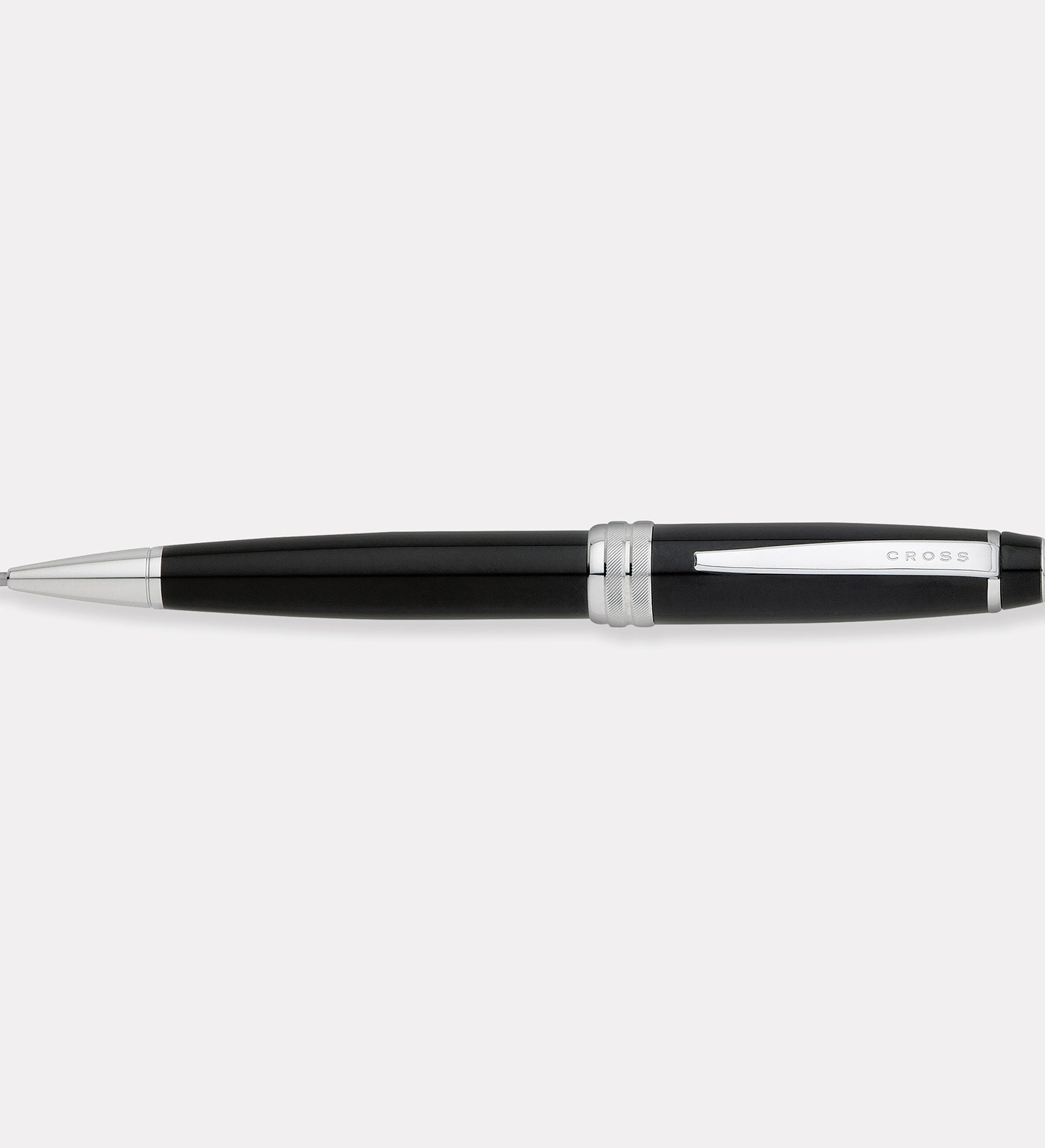 Engraved Cross Bailey Black Lacquer & Chrome Ballpoint Pen