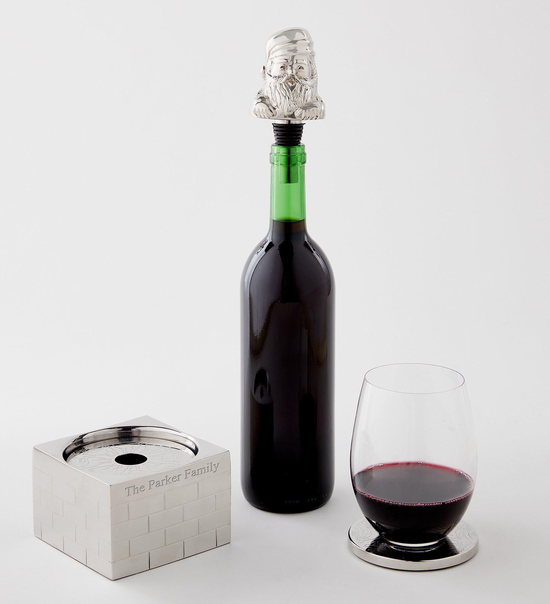 Engraved Santa Entertaining Coaster & Bottle Stopper Set