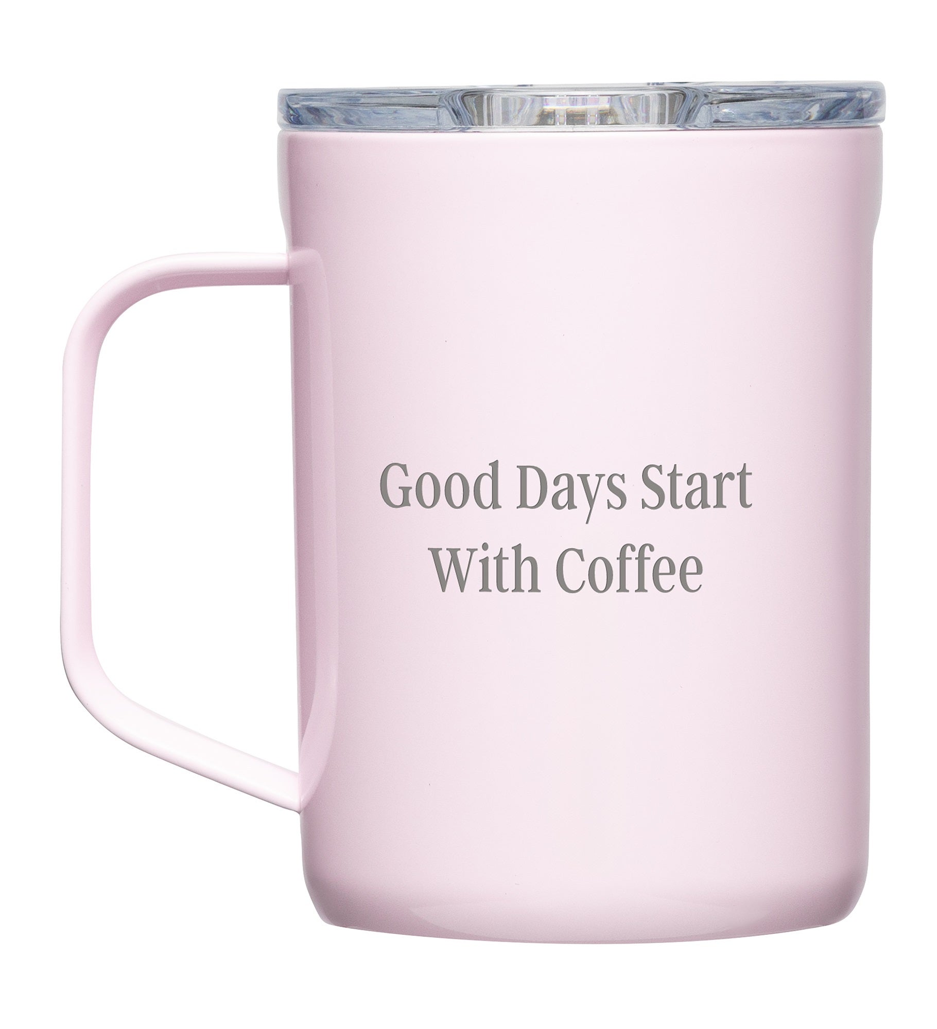 Engraved Corkcicle 16oz Insulated Mug in Powder Pink