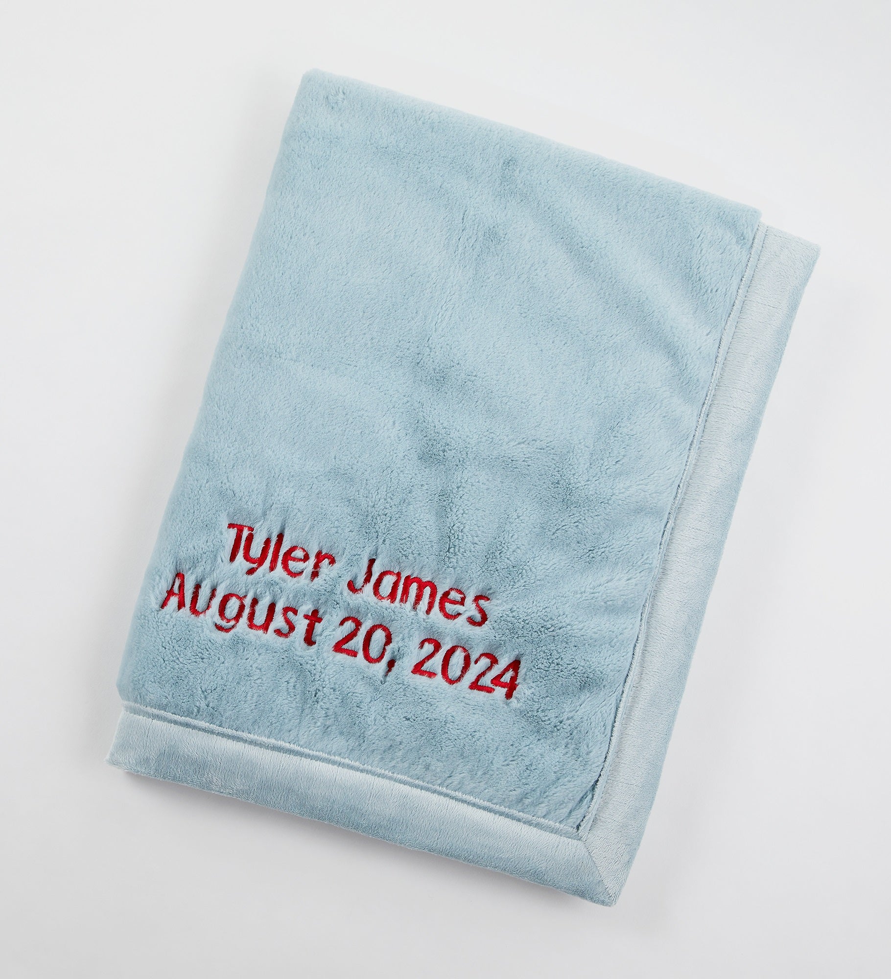 Embroidered Kids Receiving Blanket 30x40" in Dew Blue