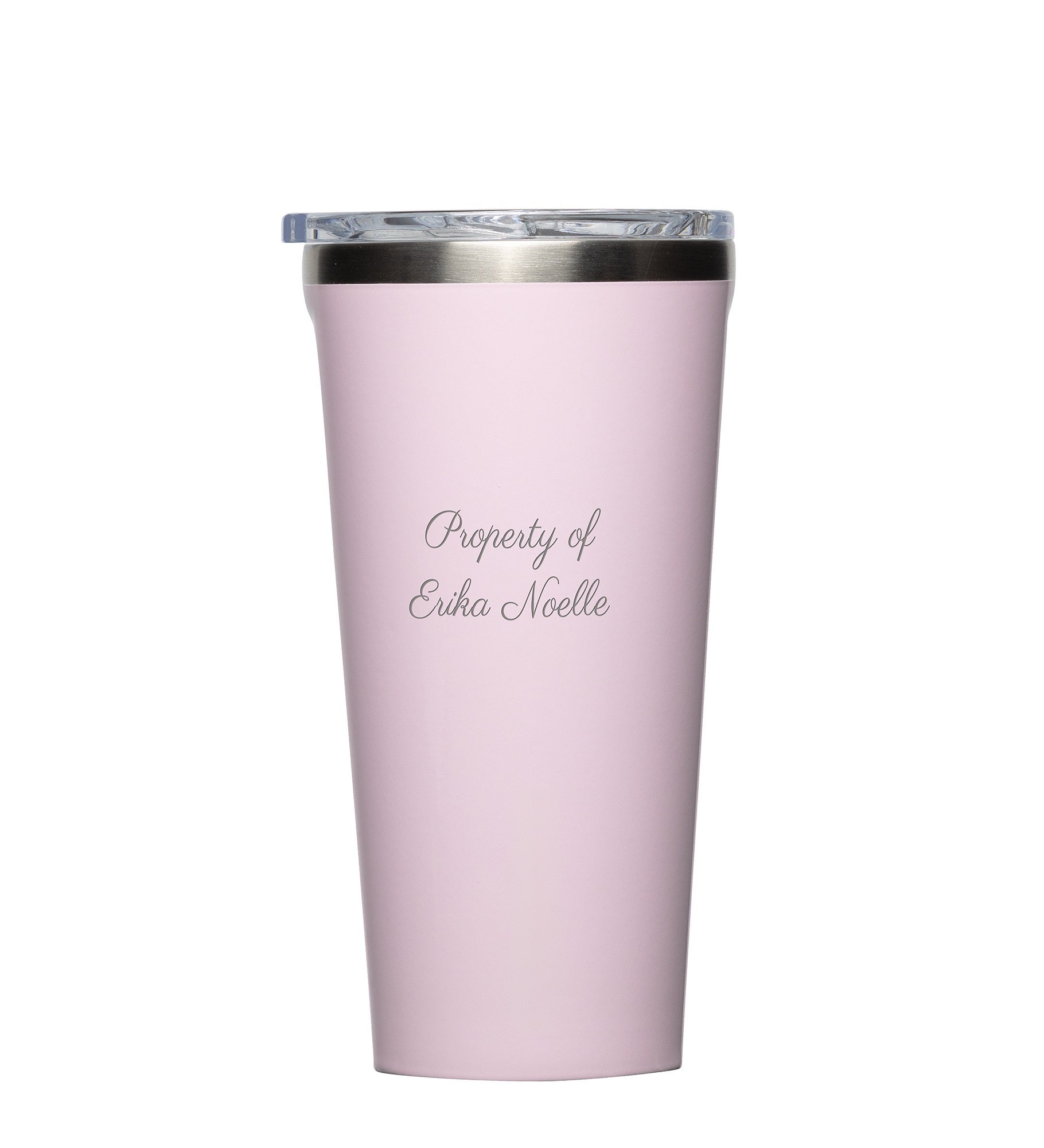 Engraved Corkcicle 16oz Regular Tumbler in Powder Pink