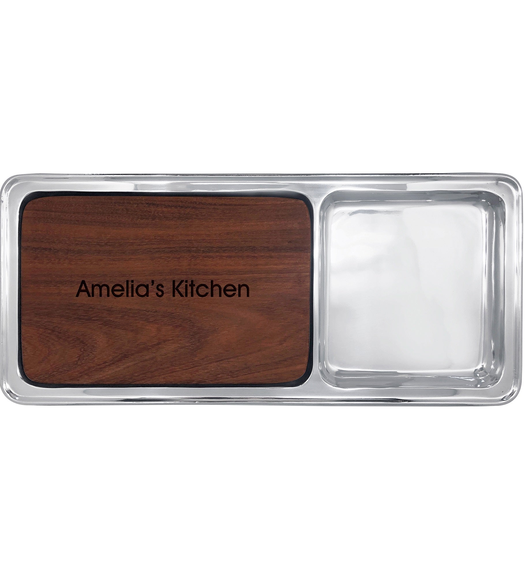 Engraved Mariposa Signature Cheese & Cracker Server with Dark Wood Insert