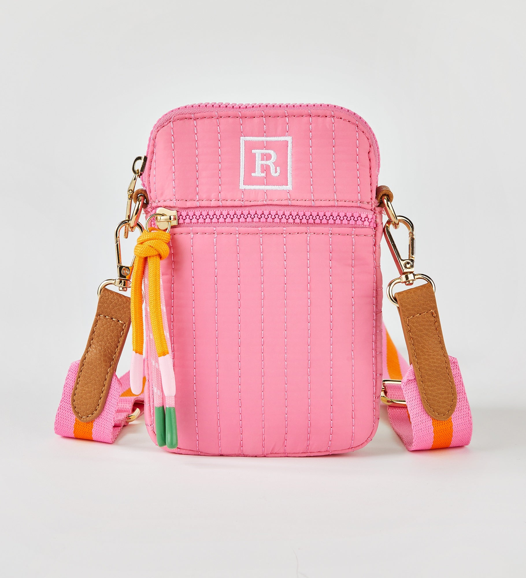 Embroidered Shiraleah Quilted Phone Holder in Pink