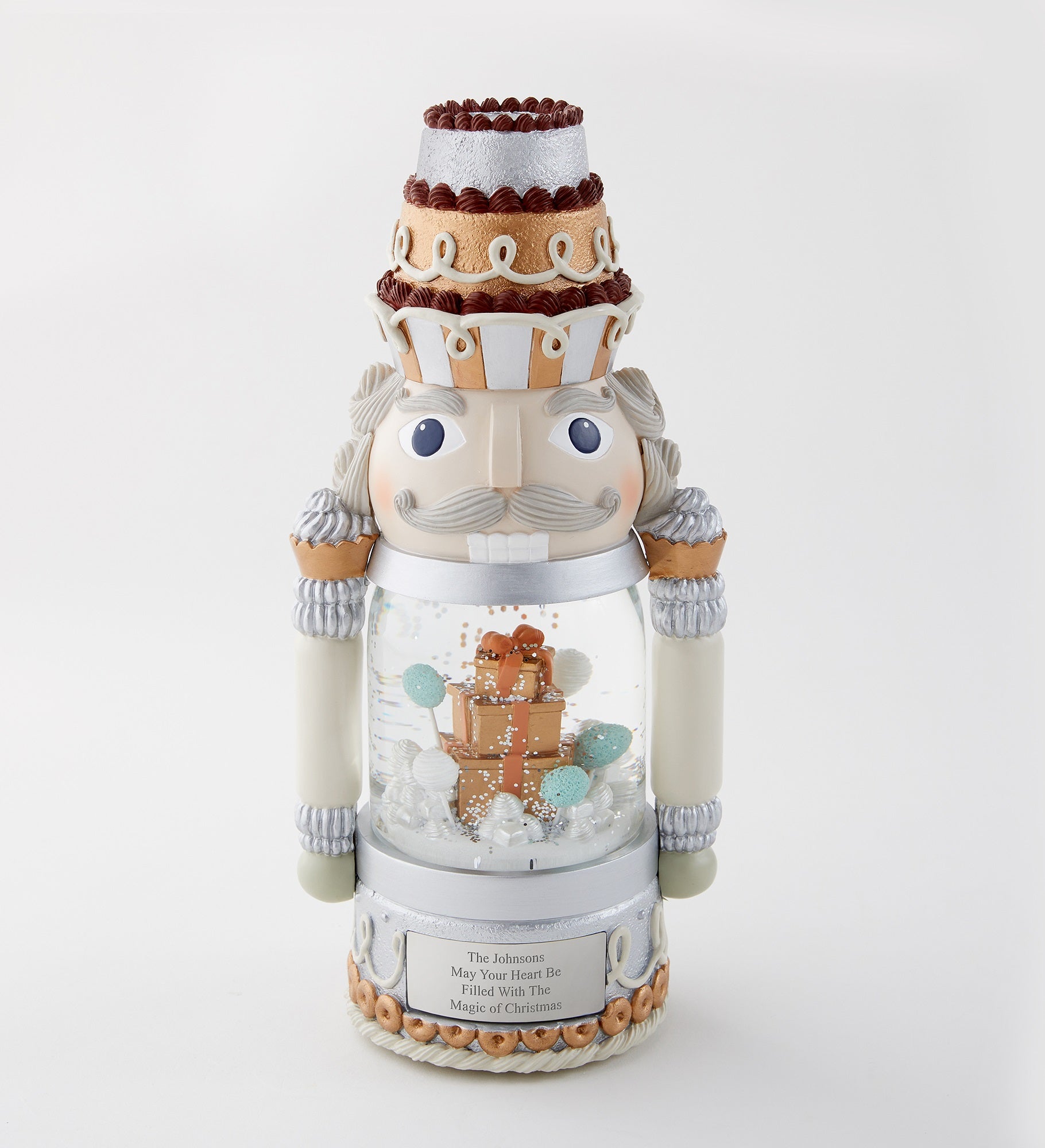 Engraved Nutcracker Dome Snow Globe in Light Tone
