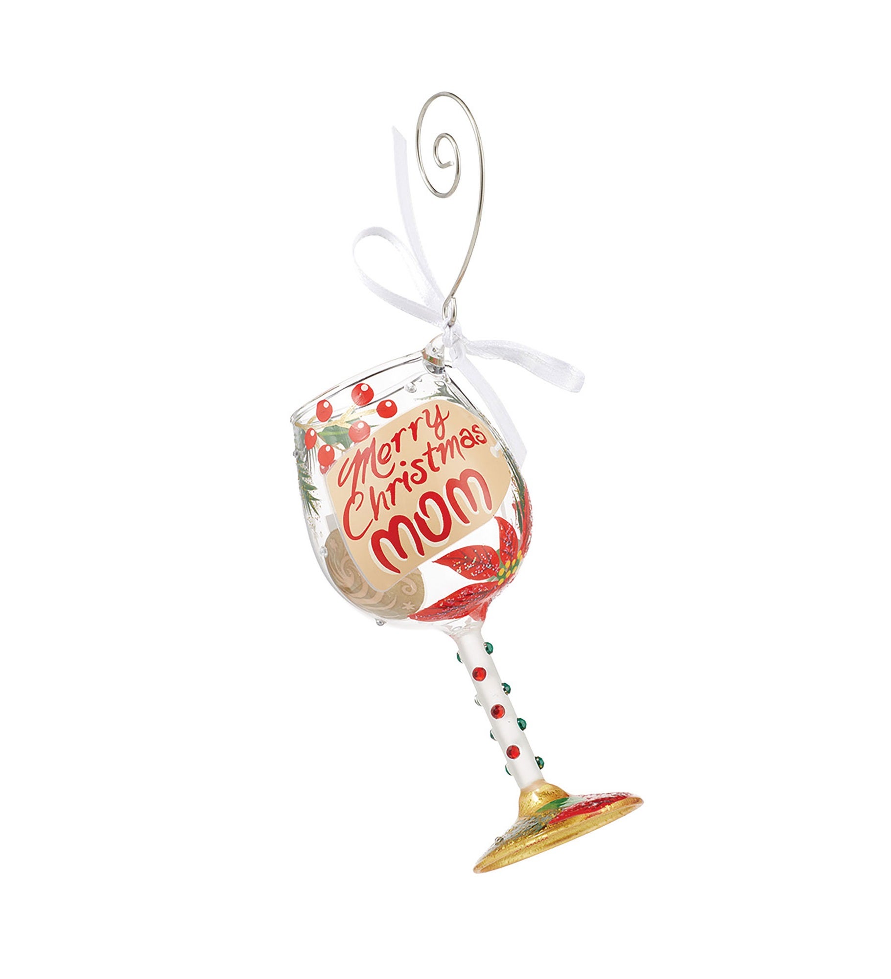 Merry Christmas Mom Wine Glass Ornament
