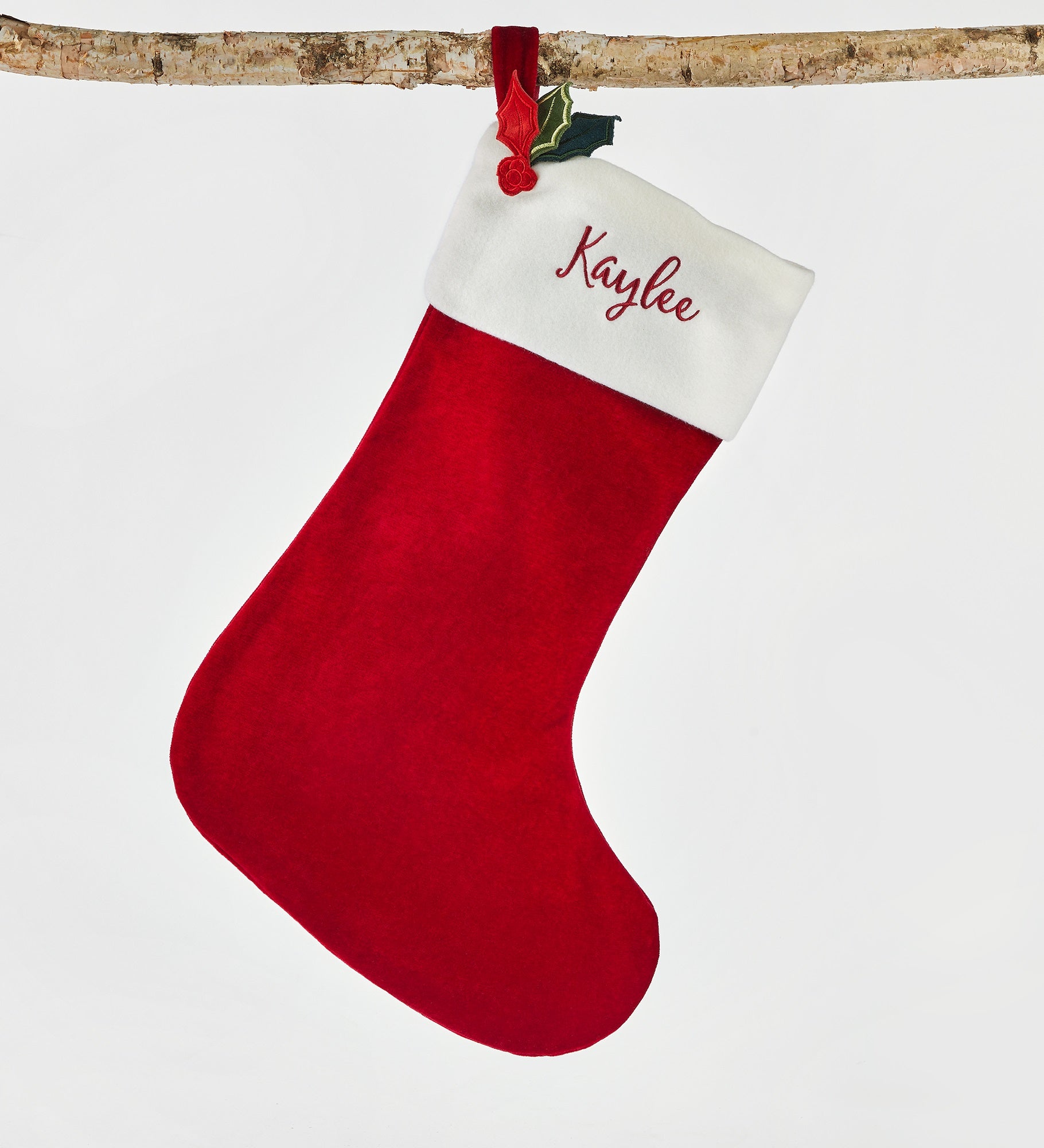Embroidered Classic Velvet 21" Stocking in Red