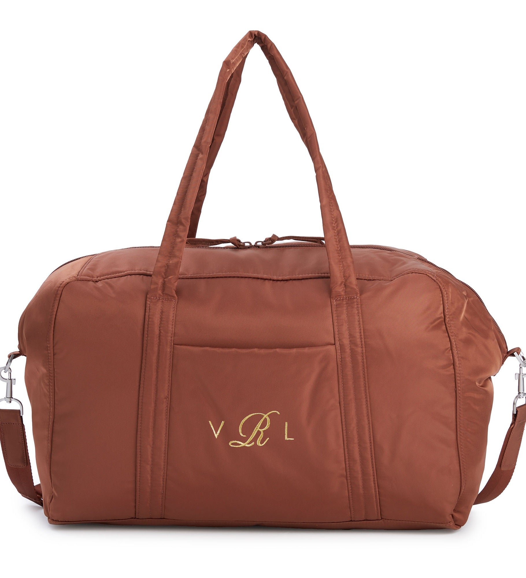 Embroidered Vera Bradley Miramar Weekender in Cinnamon