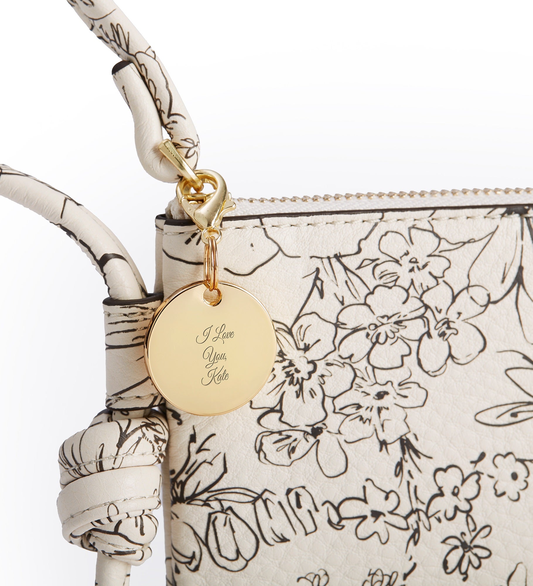 Engraved Vera Bradley Leather Wristlet in Bloom Cottage Cream