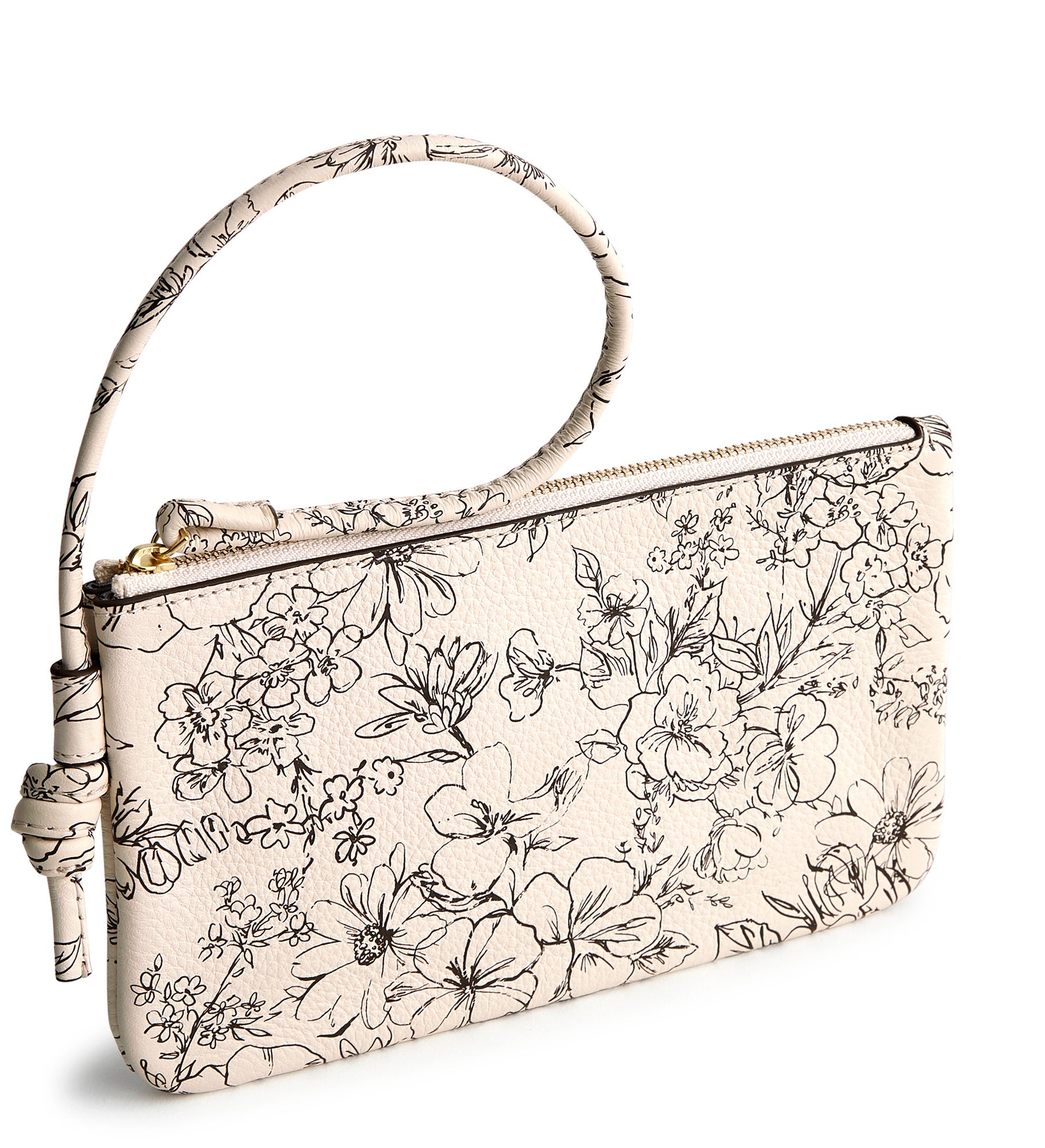 Engraved Vera Bradley Leather Wristlet in Bloom Cottage Cream
