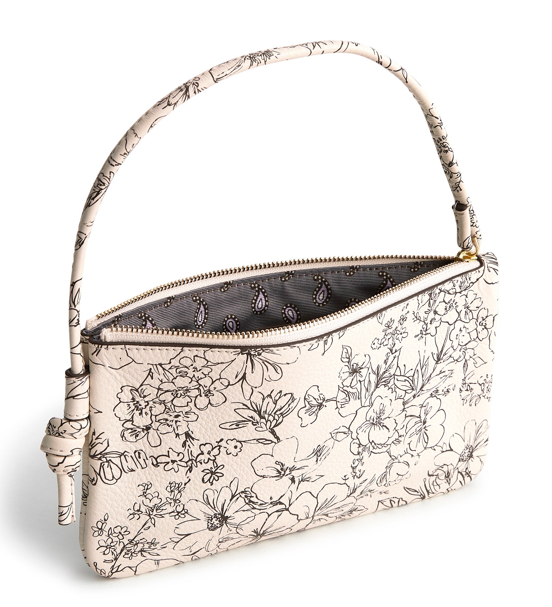 Engraved Vera Bradley Leather Wristlet in Bloom Cottage Cream
