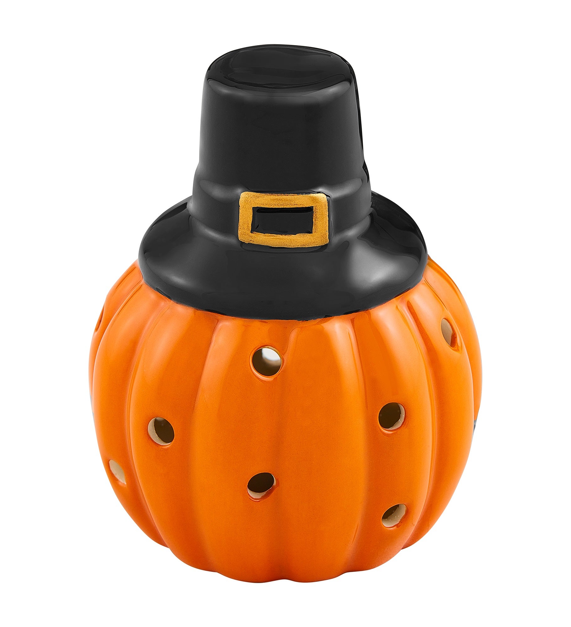 Ceramic Pumpkin Pilgrim Light-Up Sitter for Serveware