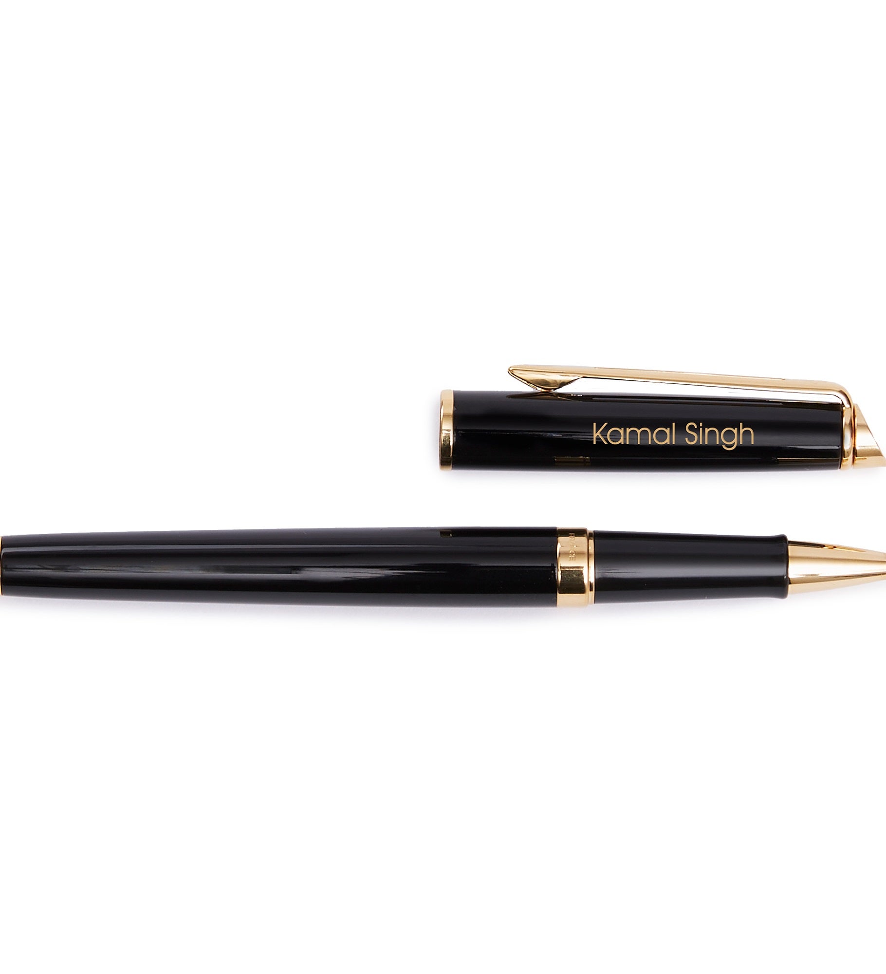 Engraved Waterman Hemisphere Black and Gold Rollerball Pen