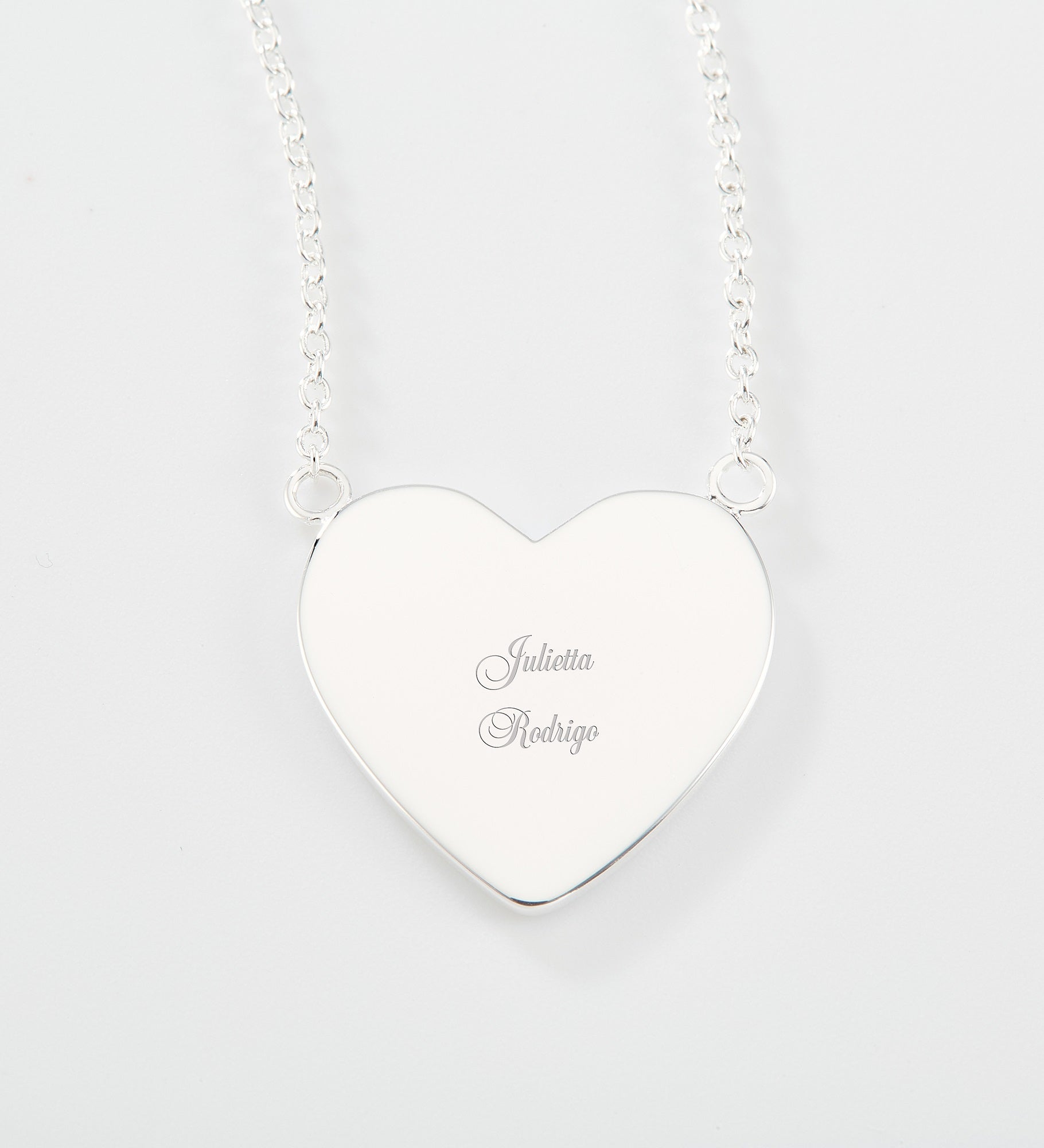 Kittenish Engraved Sterling Silver Heart Necklace 