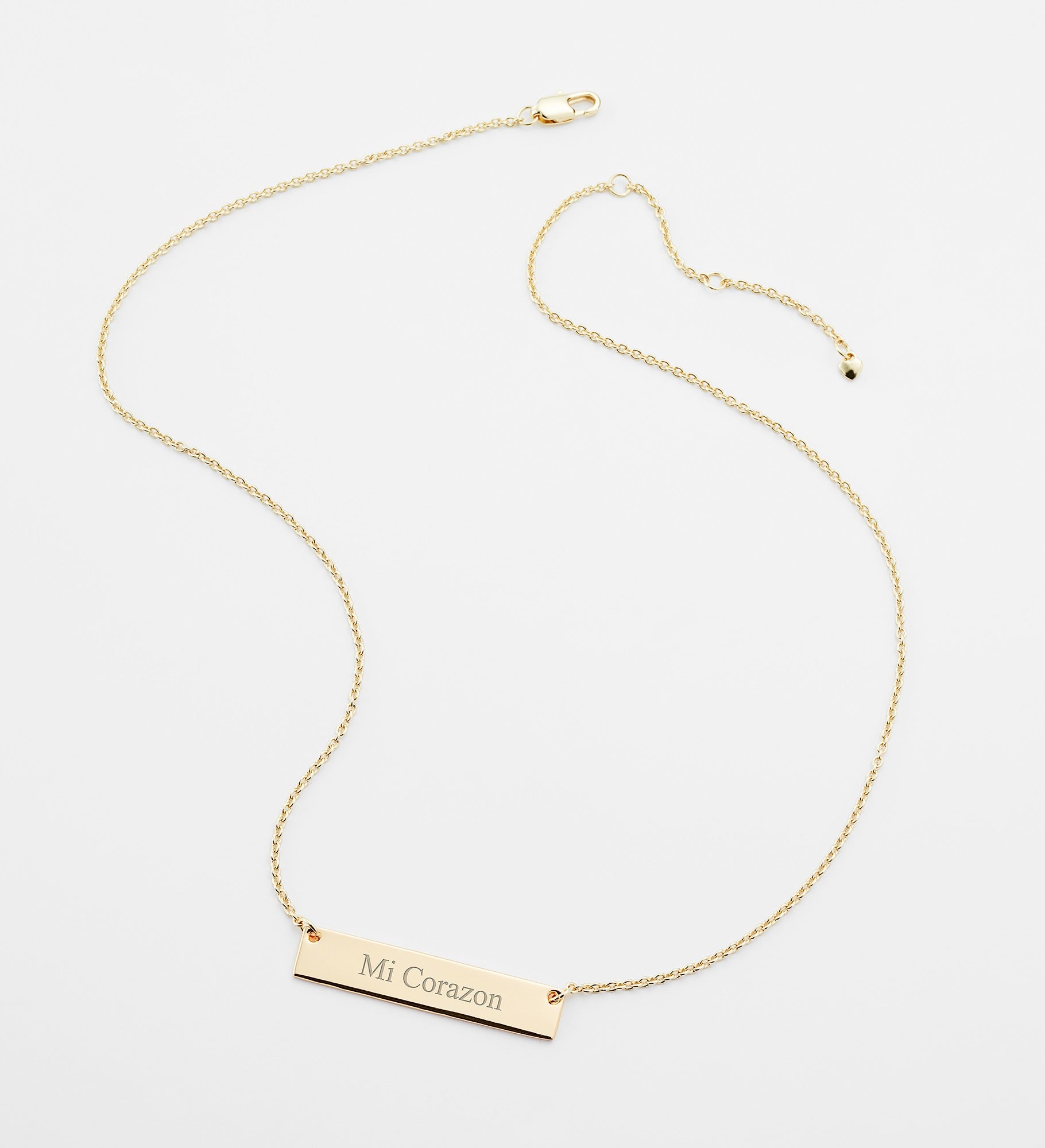 Kittenish Engraved Gold Bar Necklace 