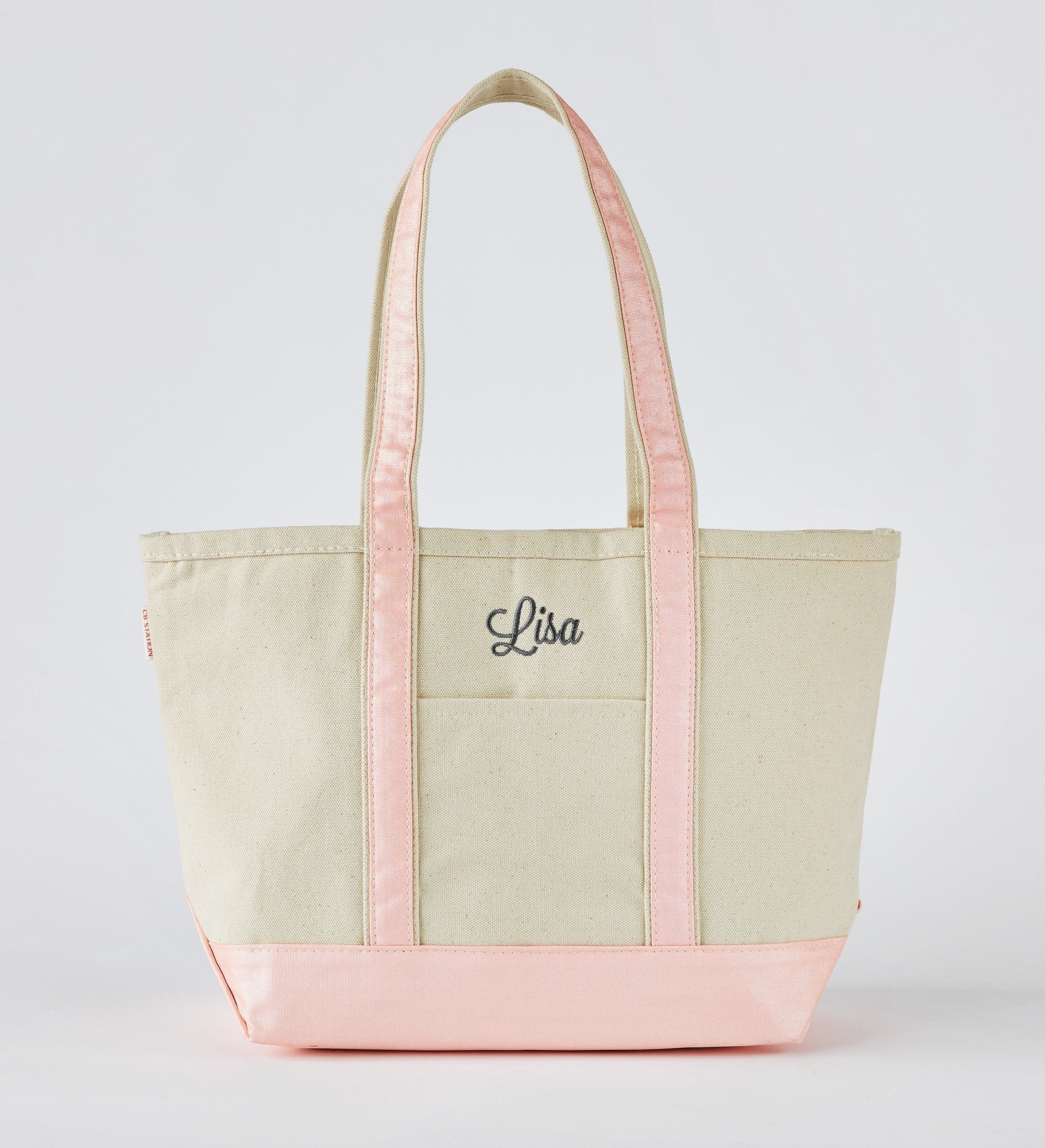 Kittenish Embroidered Pink Metallic Tote - Centered Text