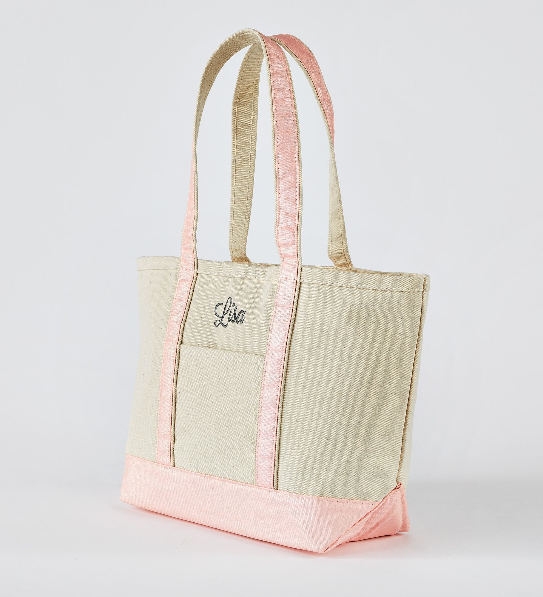 Kittenish Embroidered Pink Metallic Tote   Centered Text
