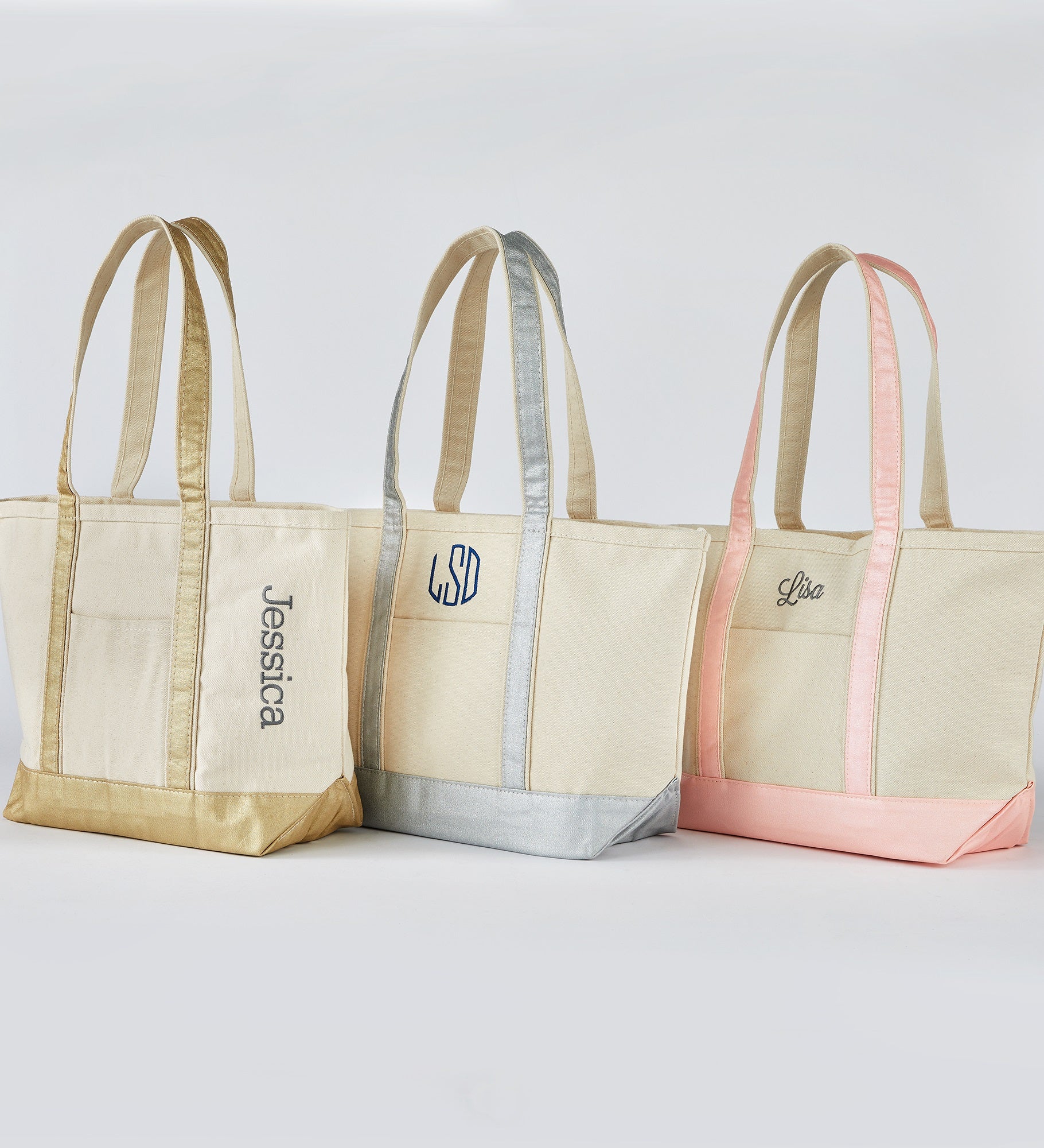 Kittenish Embroidered Pink Metallic Tote   Centered Text