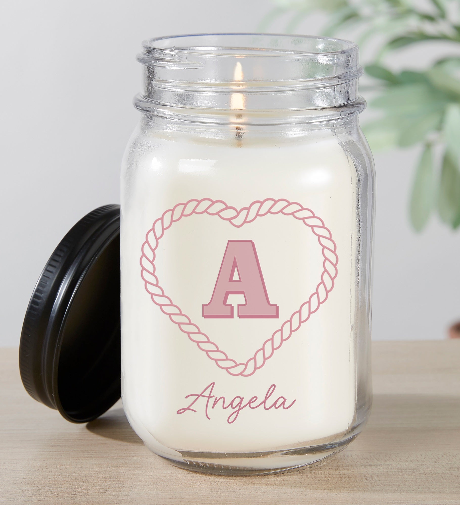 Kittenish Personalized Heart Mason Jar Candle