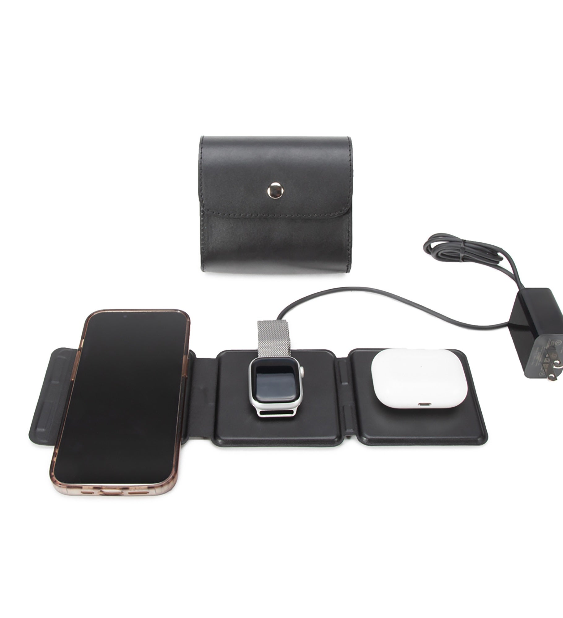 Engraved 3-in-1 Fast Charging Foldable Pad with Black Case