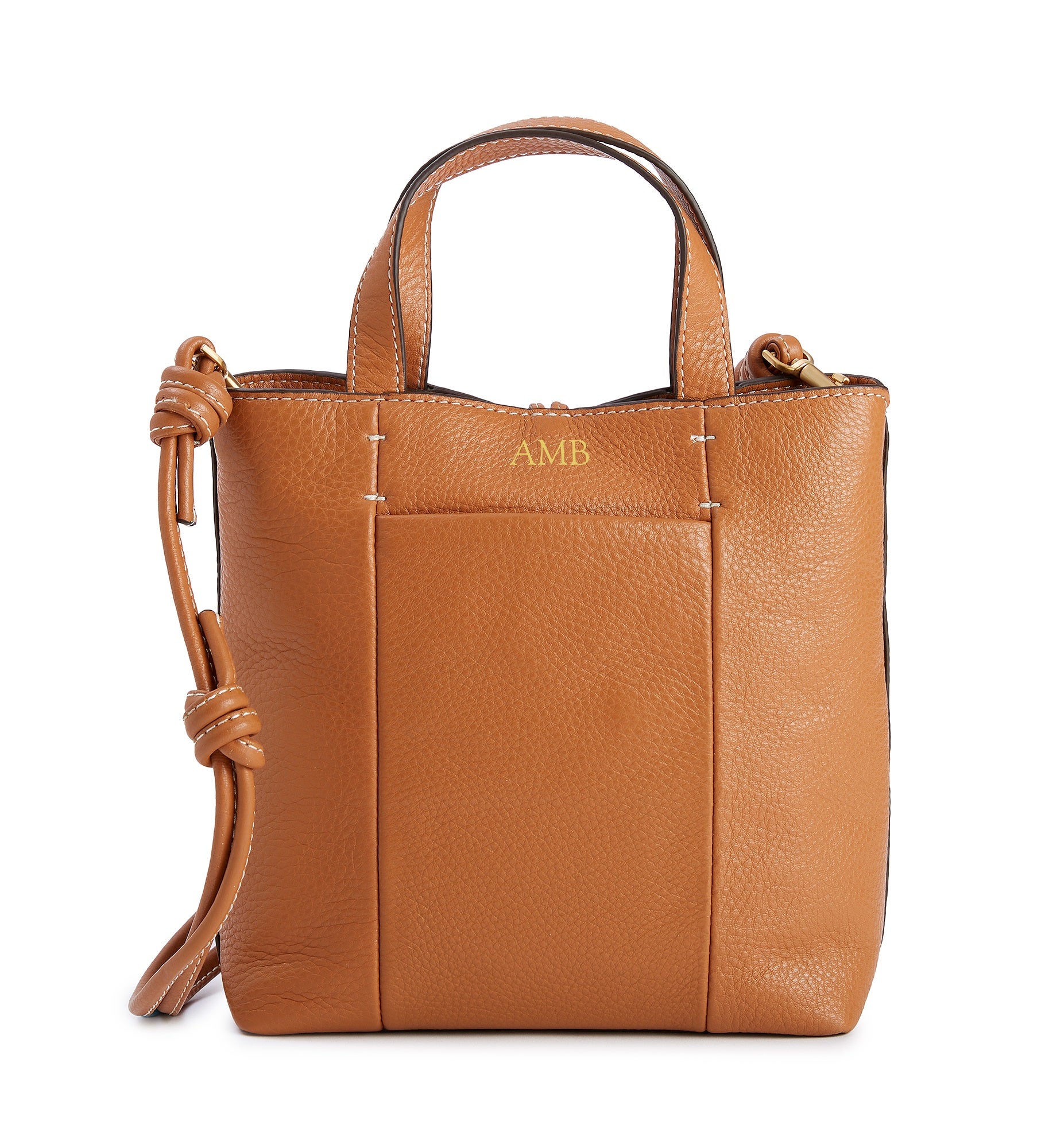 Debossed Vera Bradley Leather Mini Original Tote in Roasted Pecan