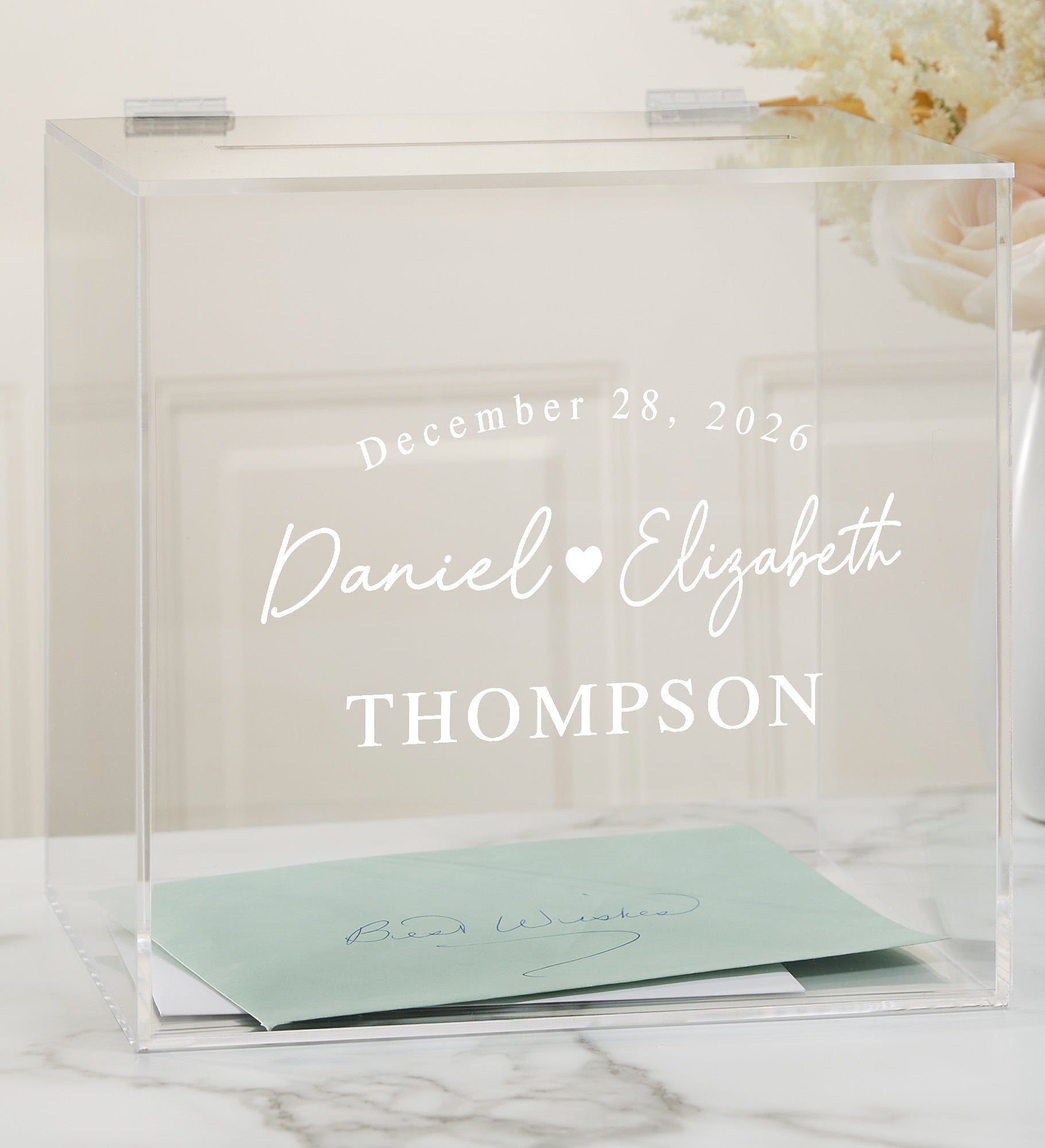 Kittenish Simply Us Engraved Wedding Acrylic Card Box