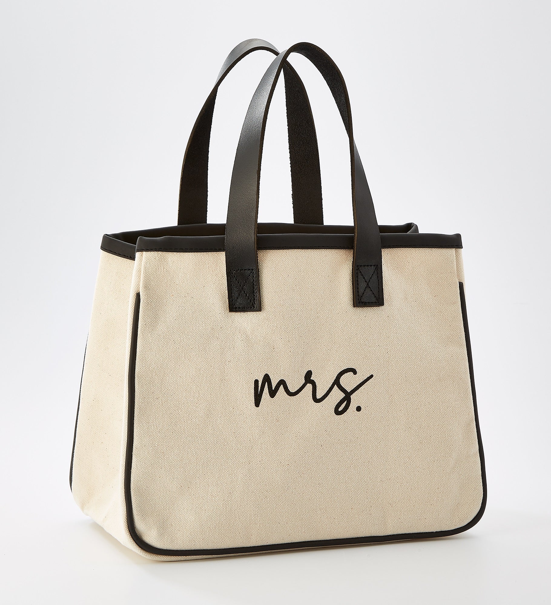 Kittenish "Mrs." Canvas and Leather Mini Tote Bag
