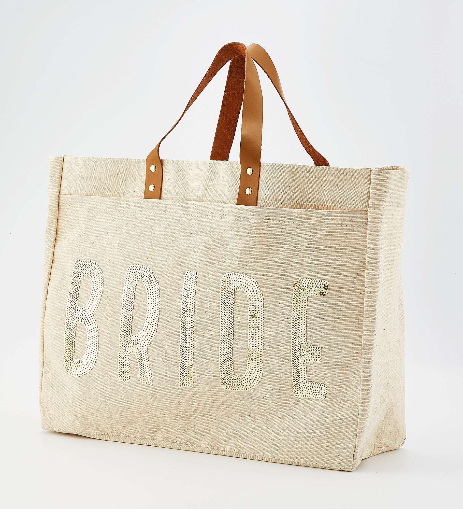 Kittenish Bride Canvas & Gold Sequins Tote Bag