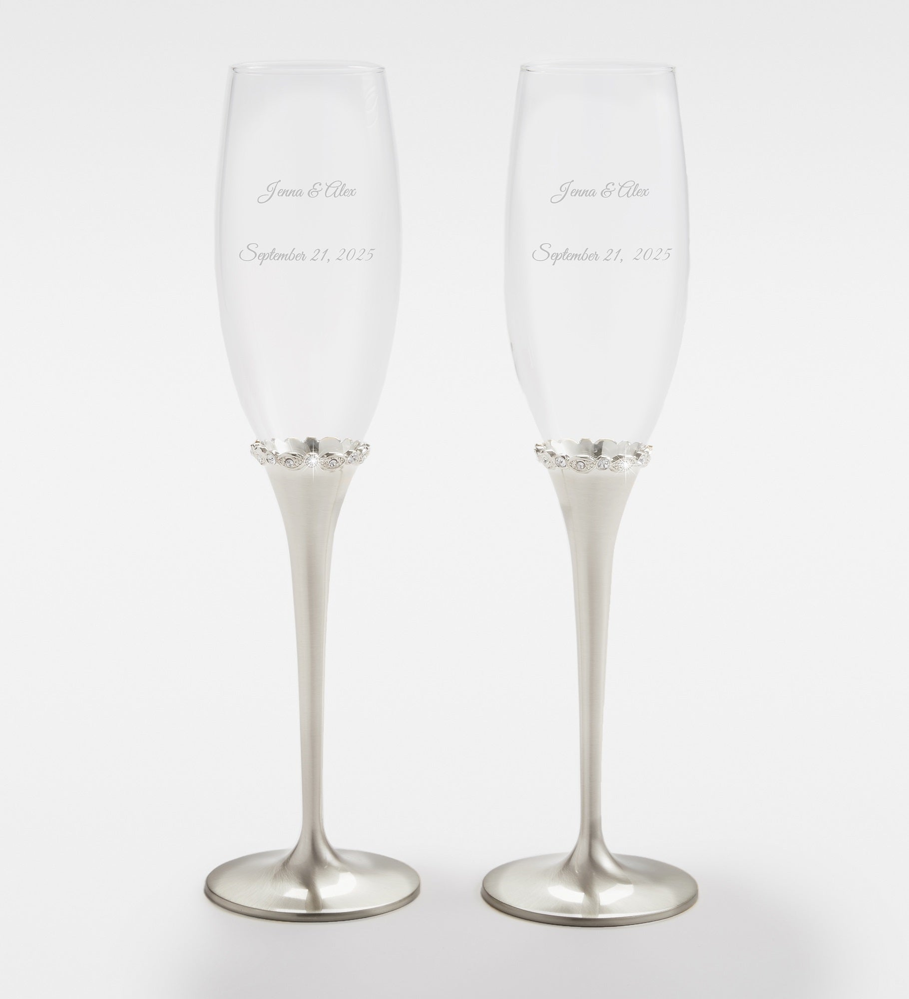 Kittenish Engraved Silver Princess Flute Set