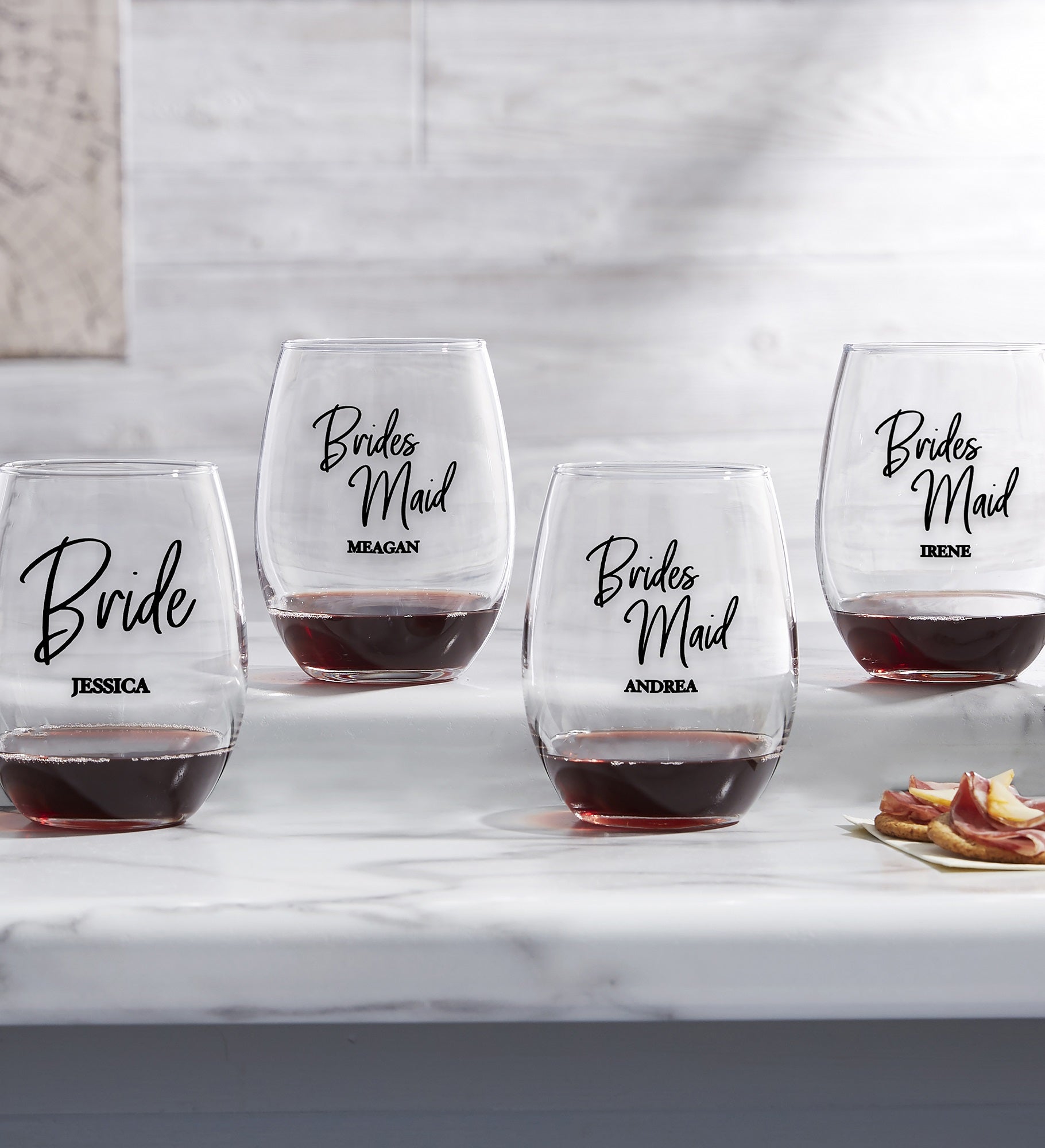 Kittenish Wedding Party Personalized Wine Glass Collection