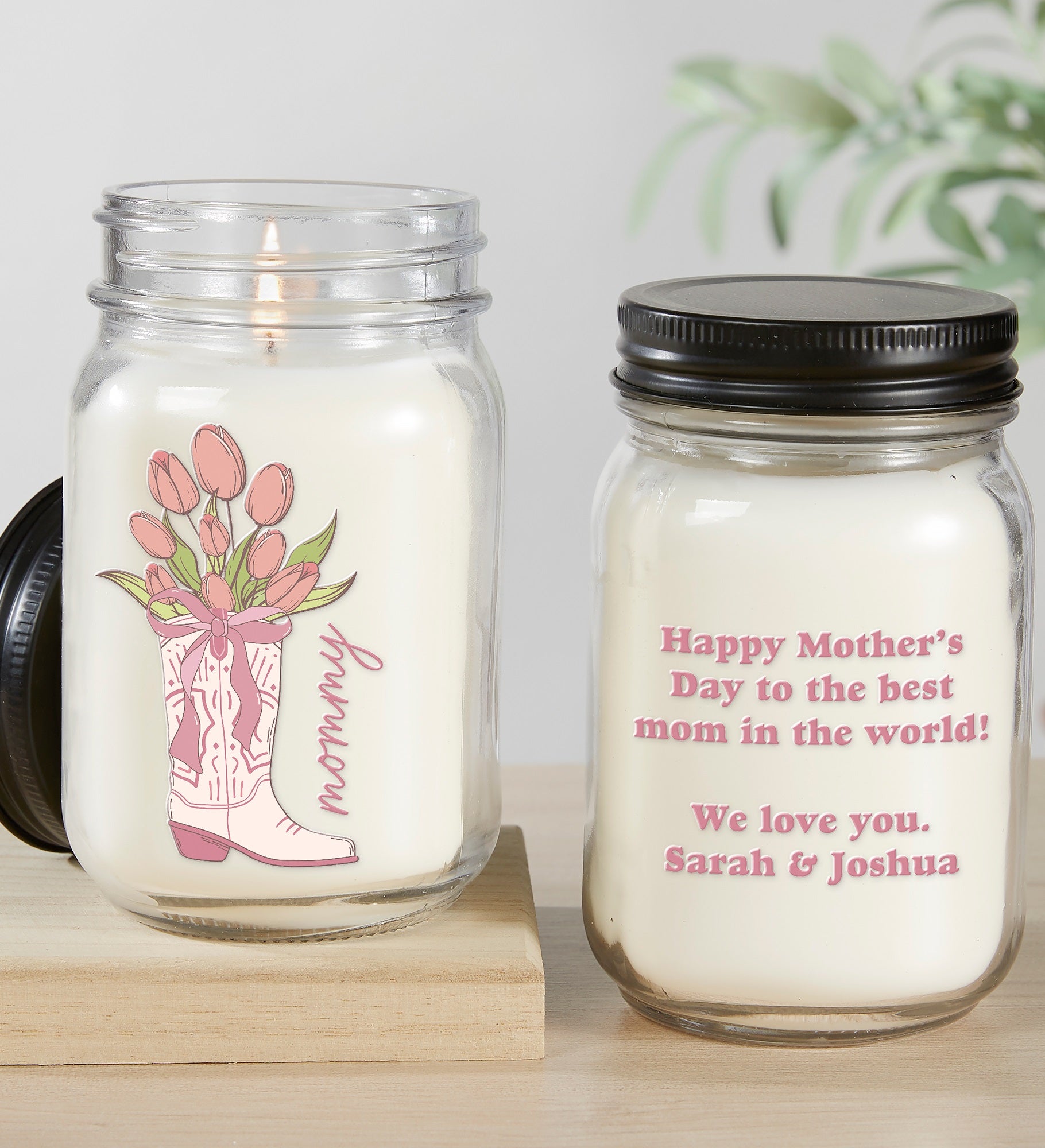Kittenish Personalized Cowgirl Bouquet Mason Jar Candle