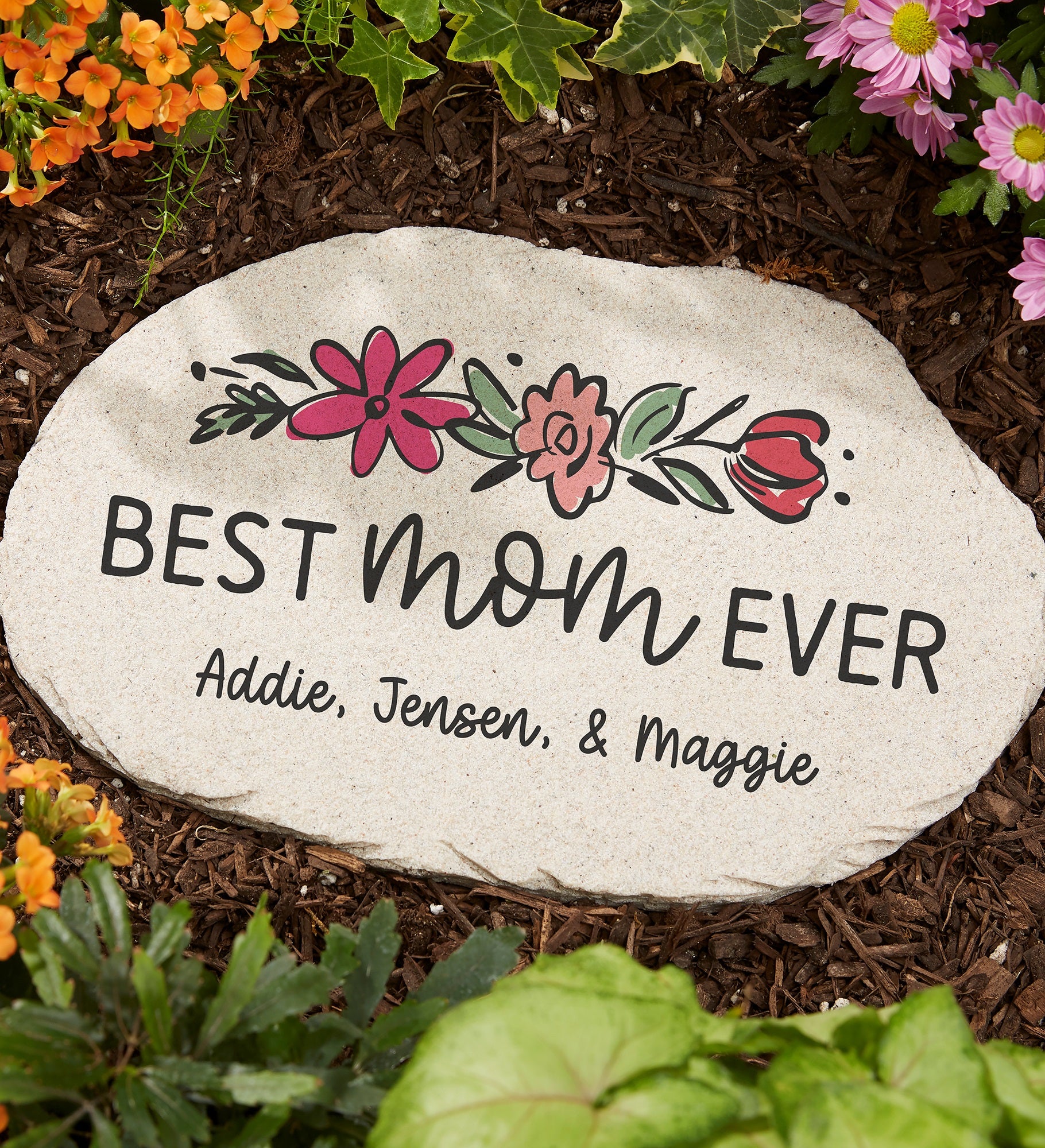 Kittenish Personalized Round Garden Stone for Mom