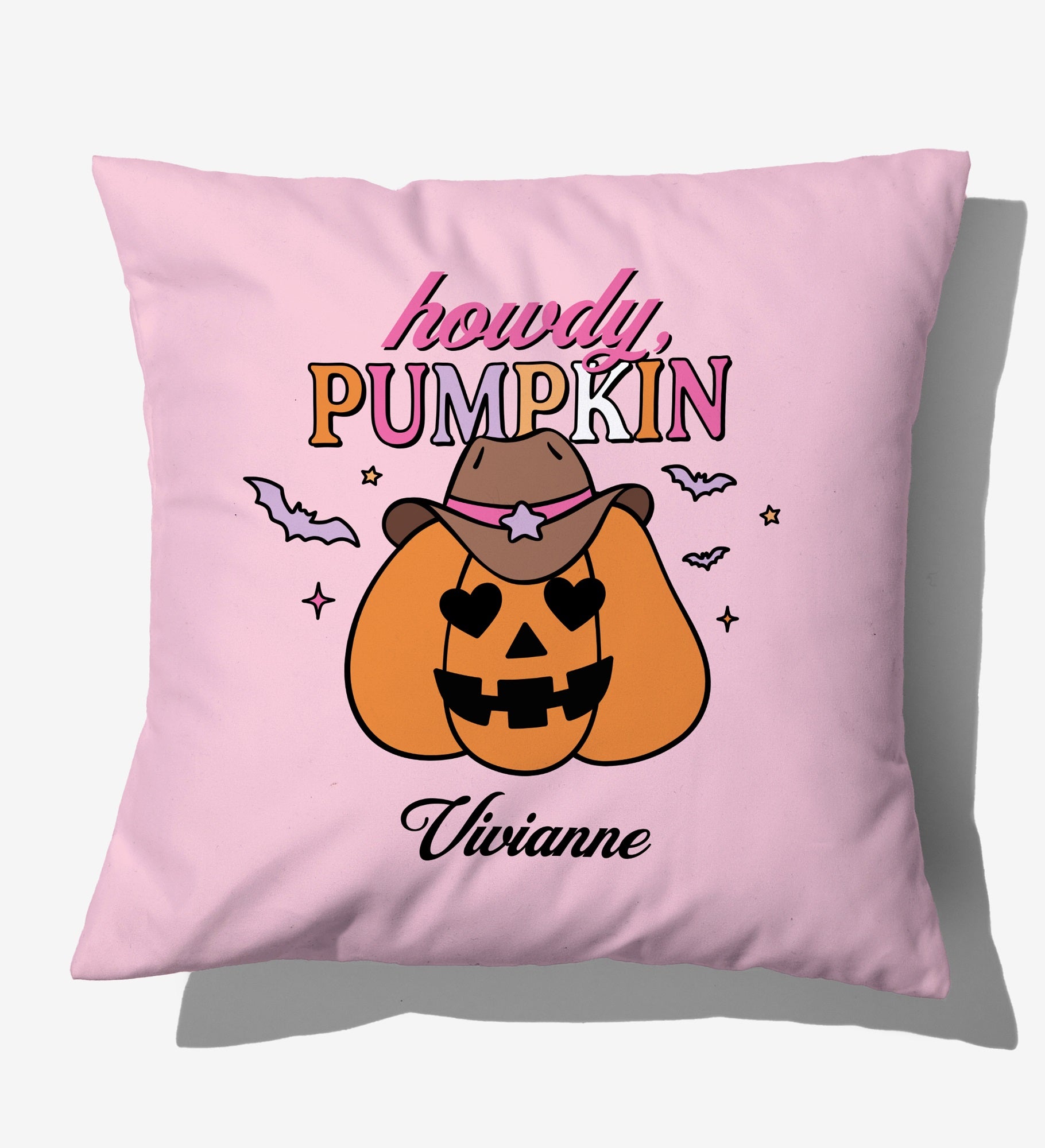 Kittenish Personalized Pinkoween Pumpkin Velvet Throw Pillow